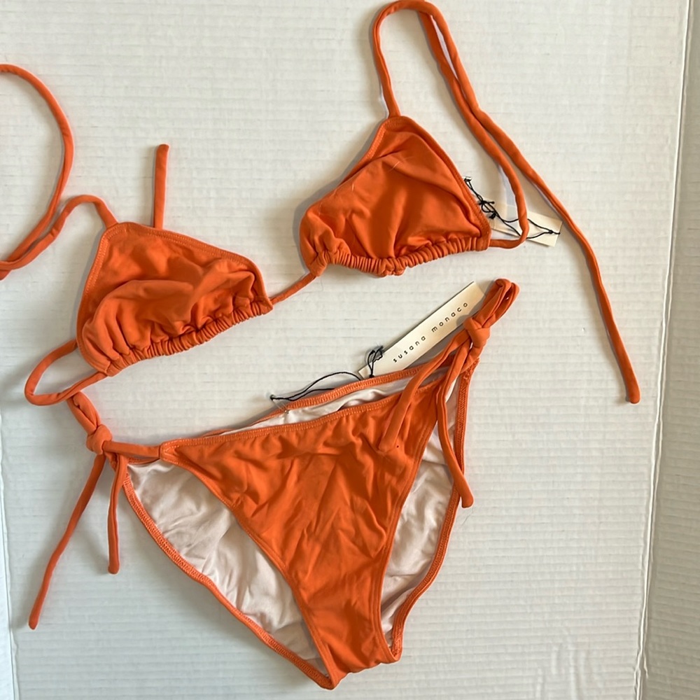 Susana Monaco Dreamsicle Orange string bikini swim top‎ bottom Sz M NWT 01322